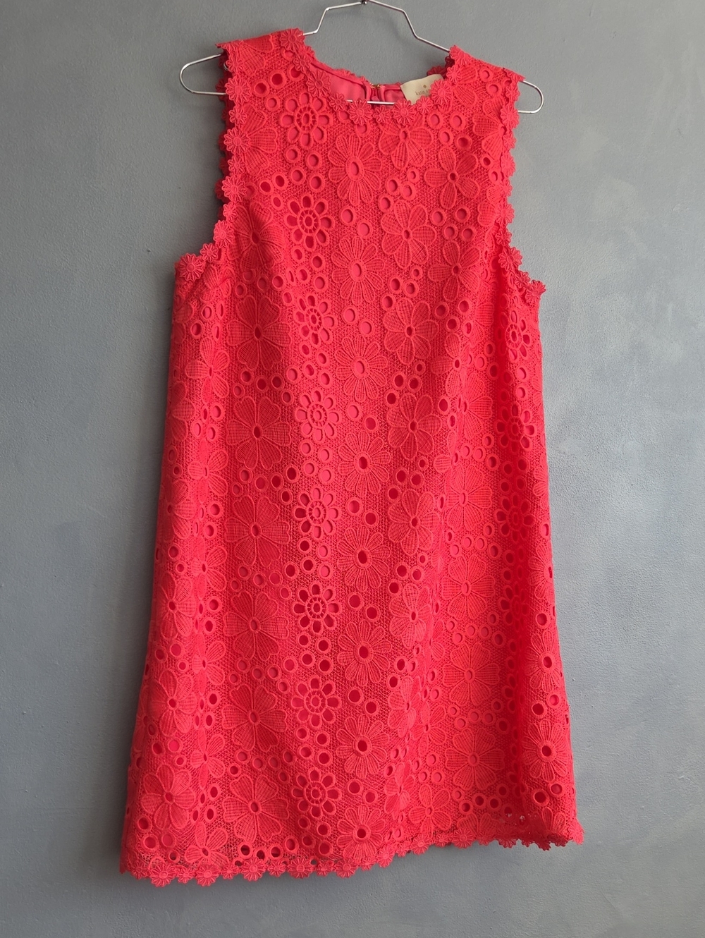 KATE SPADE CORAL, FLORAL EYELET SHIFT DRESS US 10 NWT